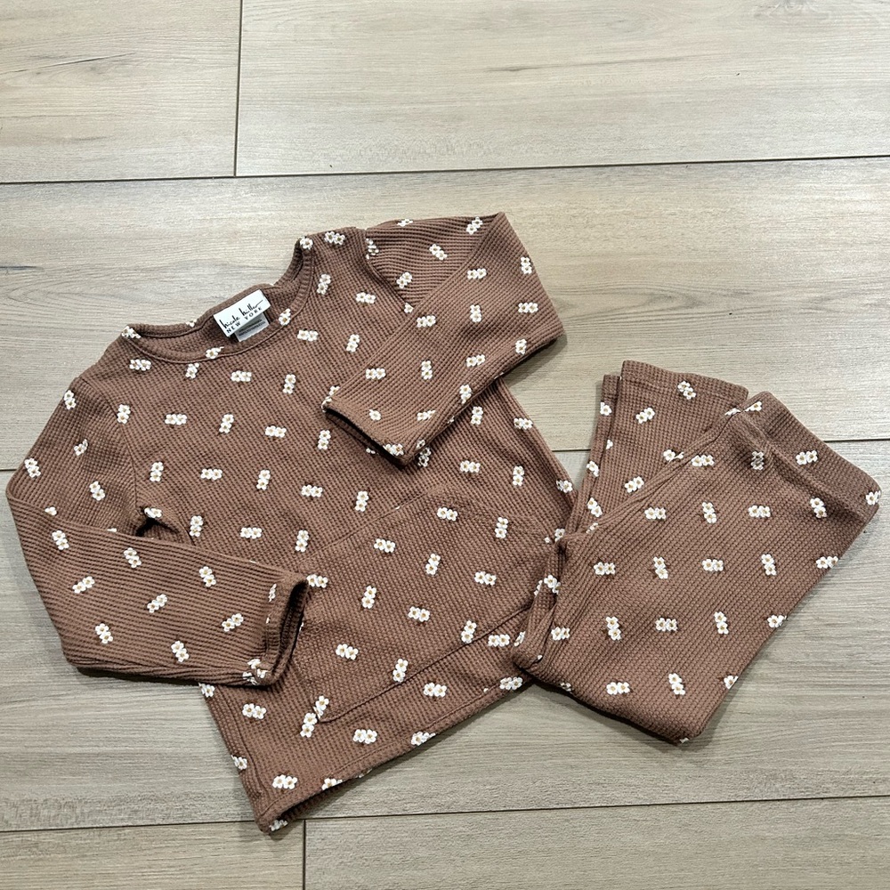 Nicole Miller Brown Pajama Set with White Accents